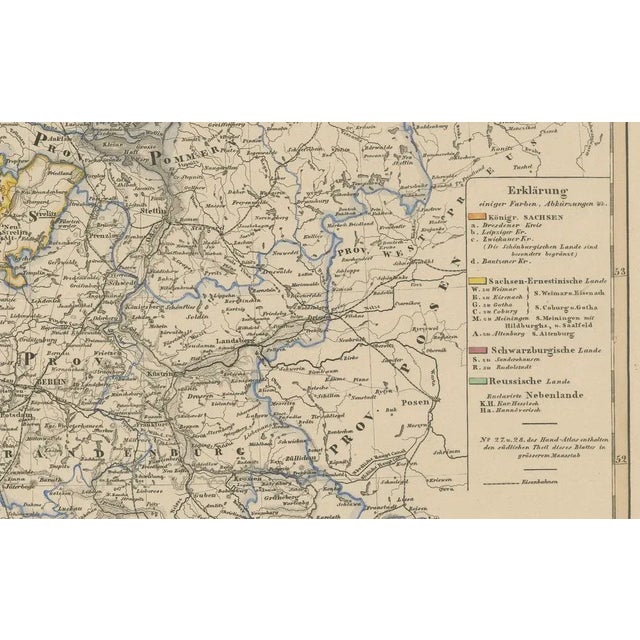 Mid 19th Century Antique Map of Northeastern Germany with Saxon & Prussian States, 1858 For Sale - Image 5 of 10