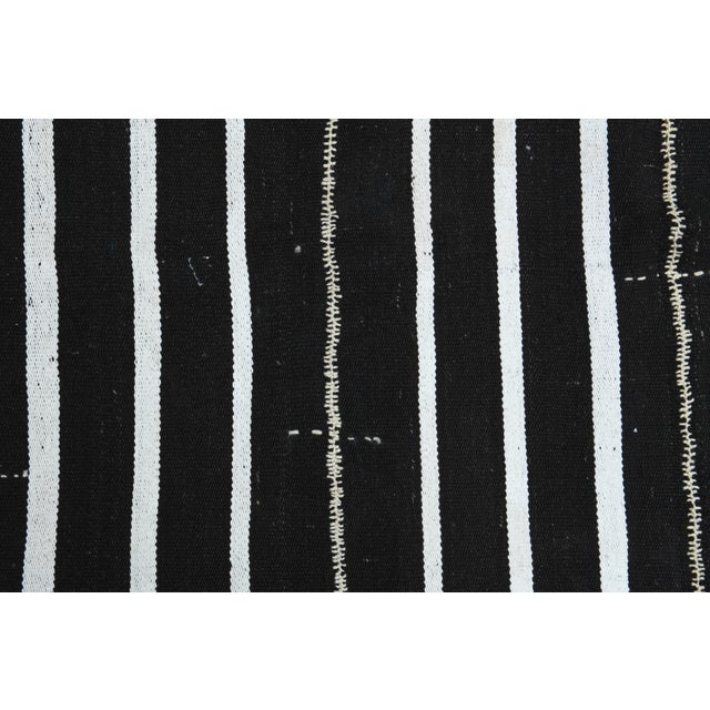 Black Striped Kilim Black White Vintage Handmade Area Rug For Sale - Image 8 of 11