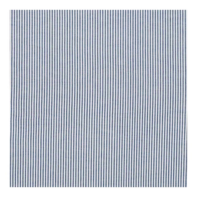 Sample - Schumacher Bailey Seersucker Fabric in Blue For Sale