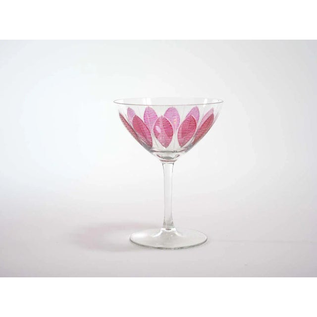 Glass Hand Painted Crystal Champagne Coupe Service / Ten People For Sale - Image 7 of 13