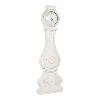 Early 19th Century White Swedish Mora Grandfather Clock For Sale