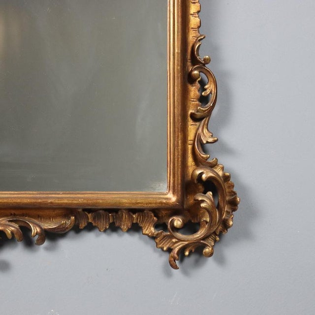 Wood 20th Century Mirror with Gilded and Carved Wooden Frame, Italy For Sale - Image 7 of 11