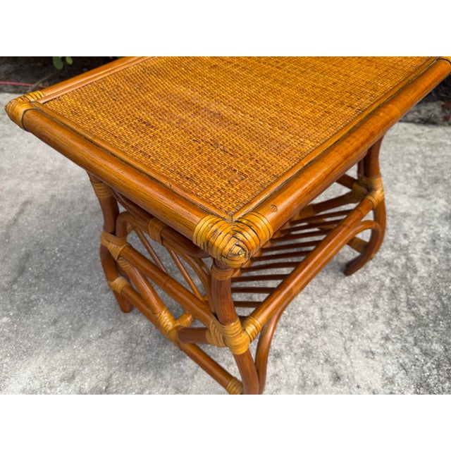 Rattan End Tables With Magazine Racks - A Pair For Sale - Image 11 of 11