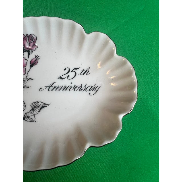 Petite Ceramic 25th Wedding Anniversary Dish For Sale - Image 4 of 7