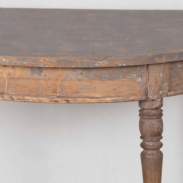 Pair of 19th Century Swedish Painted Demilune Pine Side Tables Consoles For Sale - Image 12 of 16