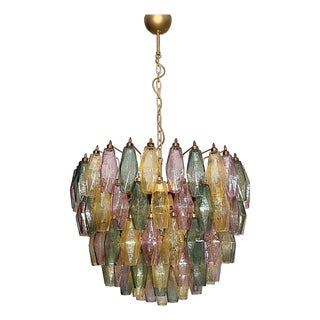 Murano Glass Candelier with 111 Multicolored Poliedri, 1990s For Sale