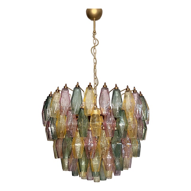 Murano Glass Candelier with 111 Multicolored Poliedri, 1990s For Sale