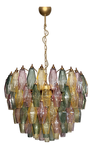 Murano Glass Candelier with 111 Multicolored Poliedri, 1990s