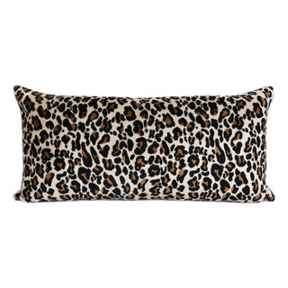 Designer Cut Velvet Leopard Large Lumbar Pillow Cover 15x31 For Sale