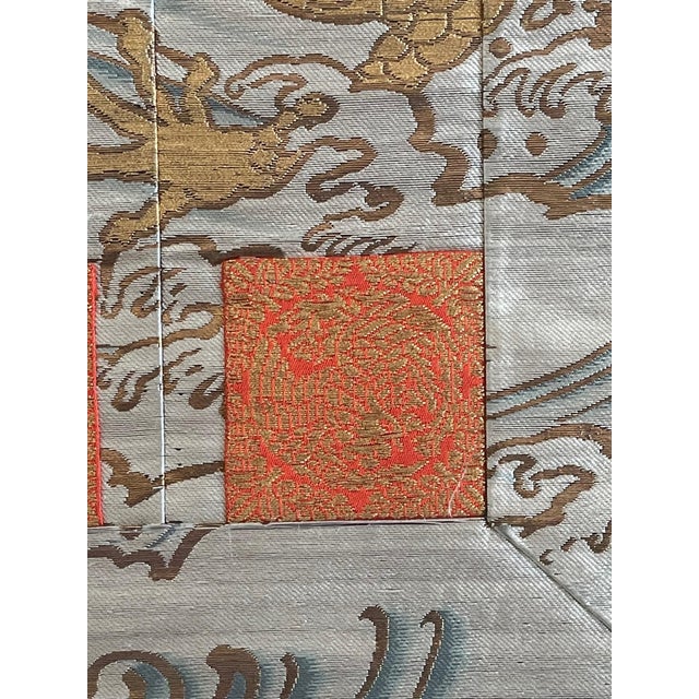 Framed Japanese Woven Textile Panel with Dragon Meiji Period For Sale - Image 13 of 14