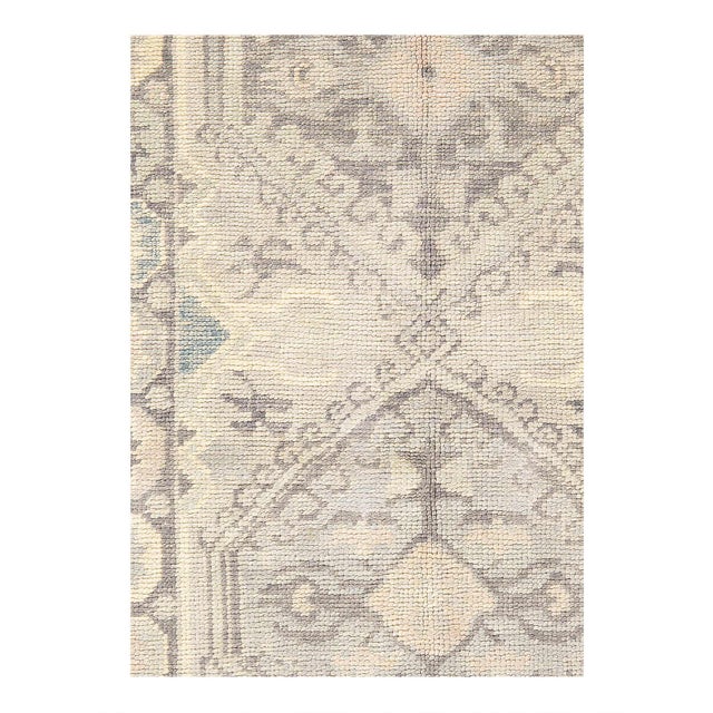 Hand knotted Turkish Oushak rug made of hand-spun lamb's wool rug and all natural dyes. Each rug has a dense, soft pile,...