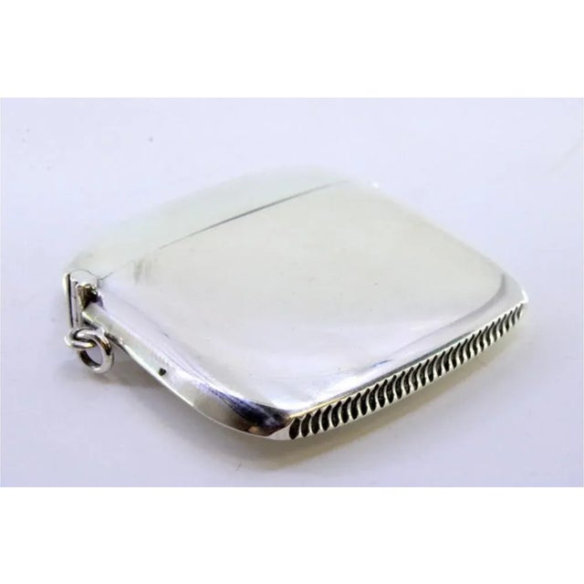 Plain Silver Matchbox with Beveled Corners and Hanging Ring For Sale - Image 3 of 7