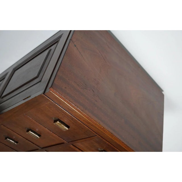 Gold Dutch Mahogany Bank of Drawers, 1930s For Sale - Image 8 of 18