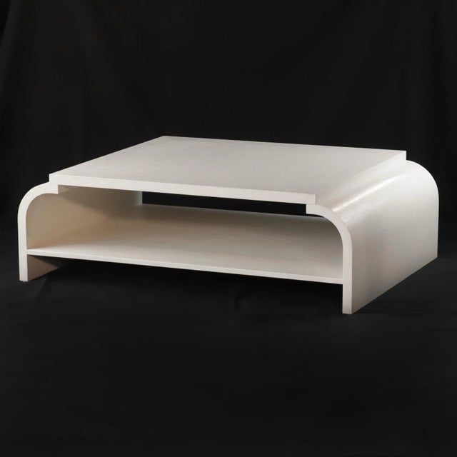Wood Vintage Raffia Covered White Cocktail Table For Sale - Image 7 of 13