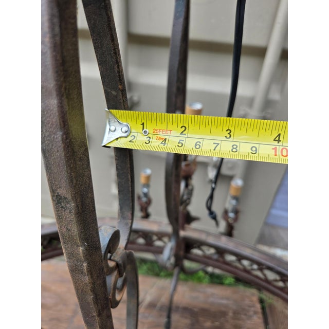 Large Wrought Iron Light Fixture For Sale - Image 9 of 14