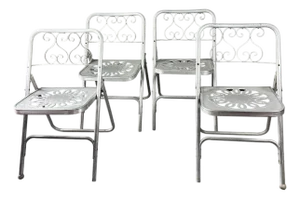 Vintage Aluminum Folding Metal Chairs - Set of 4