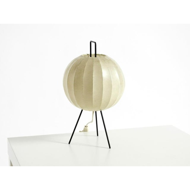 Very rare mid-century modern tripod "cocoon" table lamp. made in germany. great minimalist 1950s design featuring a round...