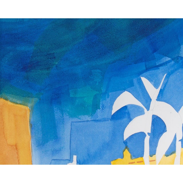 1999 Abstract Watercolor of Palm Trees by Norma Jean Bruckner For Sale - Image 4 of 7