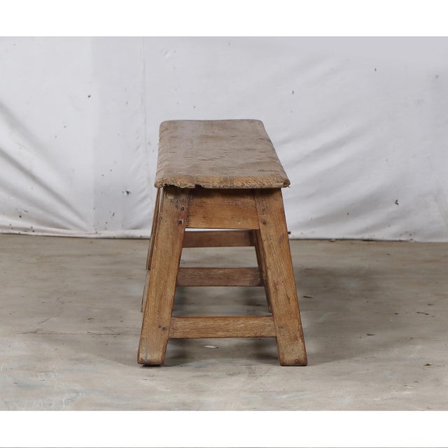 Vintage Indian Teakwood Bench For Sale - Image 4 of 7