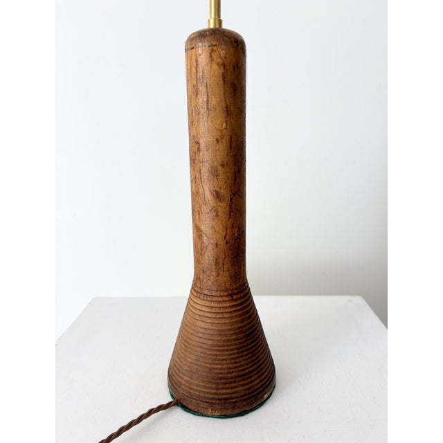 Minimalist Turned Wood Lamp, 1950s For Sale - Image 6 of 8