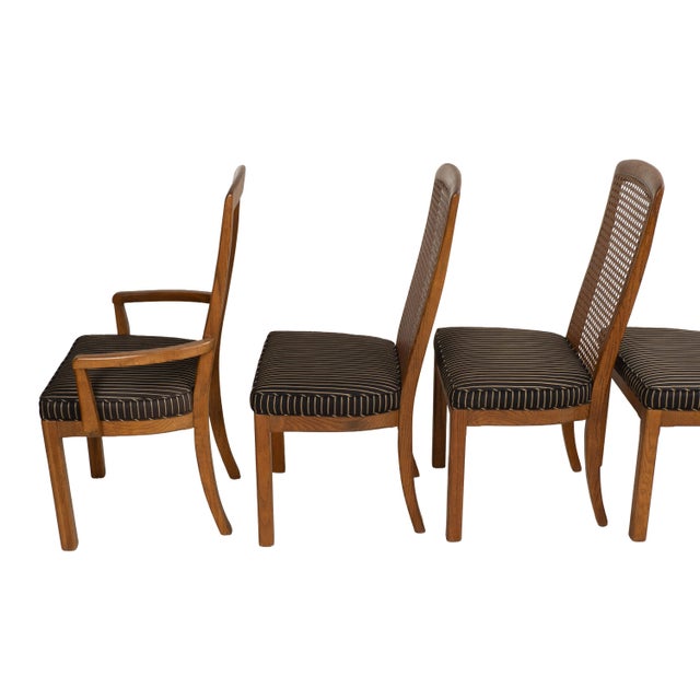 1970s Drexel Heritage Mid Century Cane Back Oak Dining Chairs - Set of 8 For Sale - Image 17 of 18