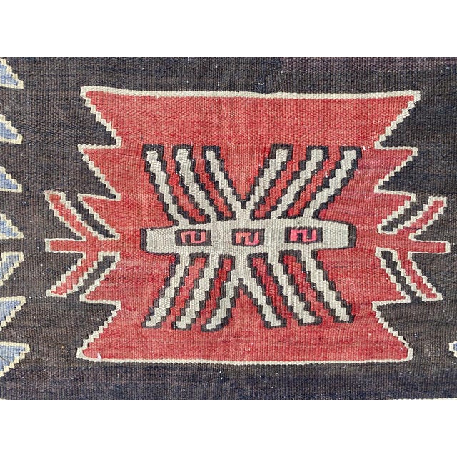 Blue Vintage Turkish Kilim, 1960s For Sale - Image 8 of 14