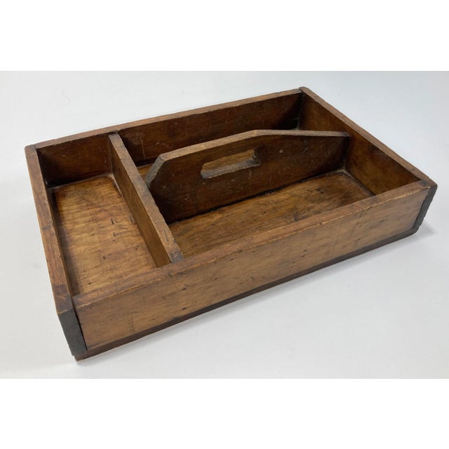 Vintage Handmade Wood Divided Toolbox Tray For Sale - Image 9 of 9