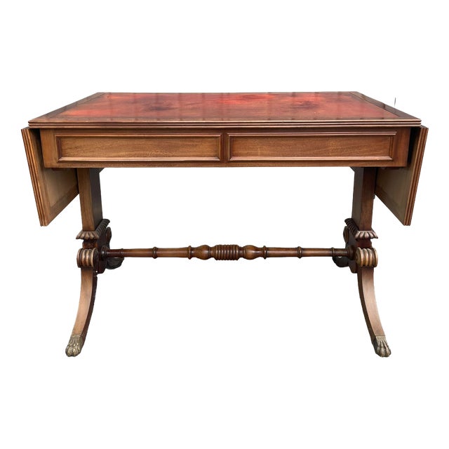 English Writing Desk with Flaps and Leather Top, 1900 For Sale