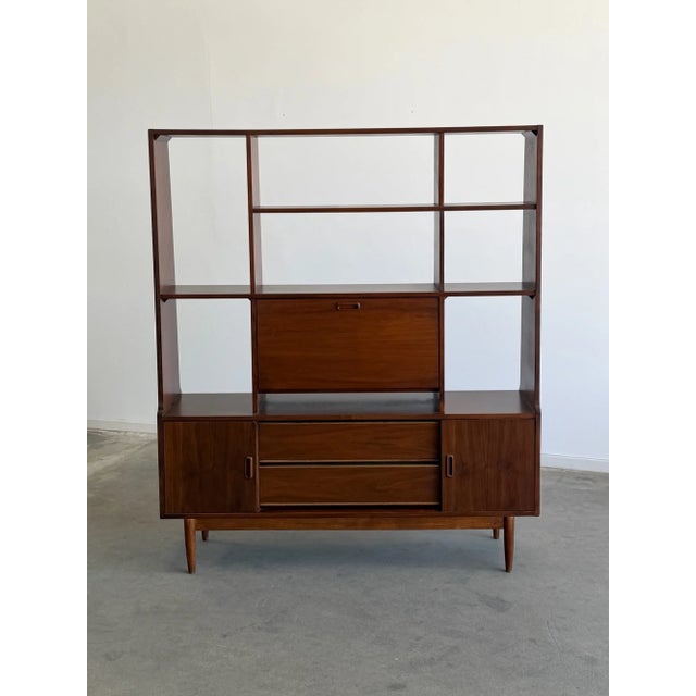 Mid-Century Modern Walnut Wall Unit/ Room Divider For Sale - Image 9 of 13