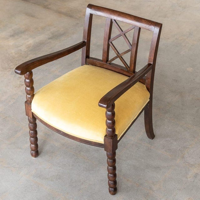 Yellow 1940s French Wood Armchair For Sale - Image 8 of 11