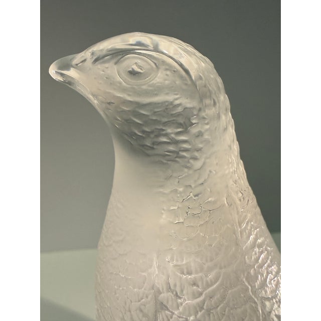 Mid-Century Modern Late 20th Century Lalique France Crystal Quail / Game Bird Sculpture – Frosted Satin Finish For Sale - Image 3 of 12
