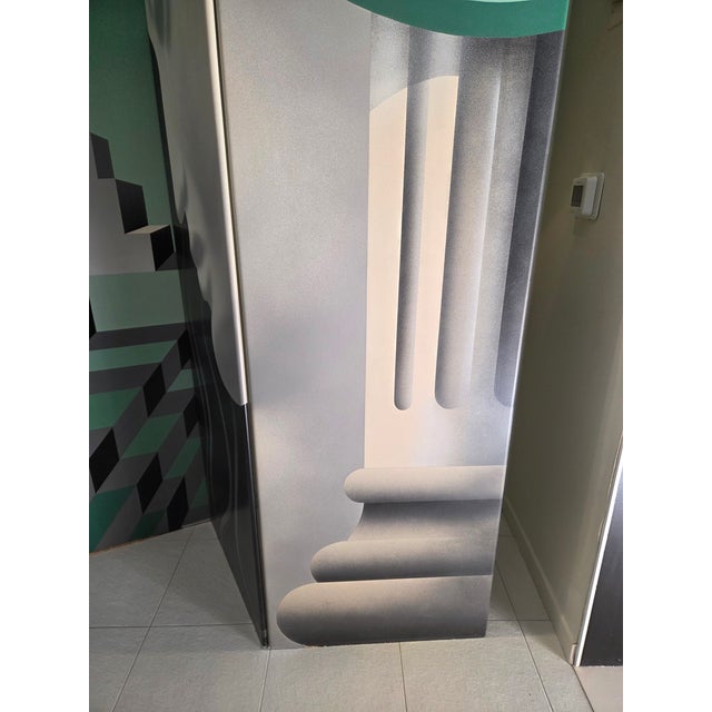 Vintage Post Modern Monumental Room Divider Folding Screen Art Deco Surrealist For Sale - Image 12 of 18