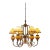 Vintage Mission Style 6-Light Large Chandelier Amber Glass Wrought-Iron For Sale