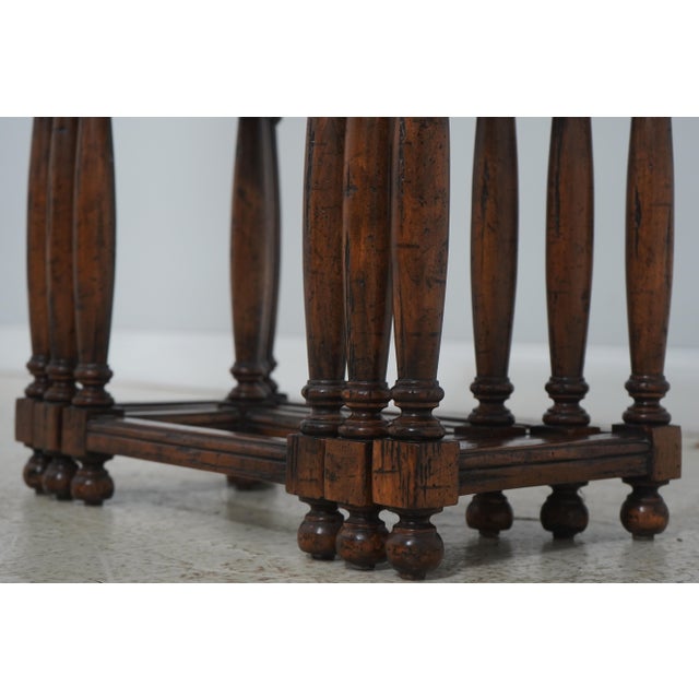 Brown Guy Chaddock Jacobean Distressed Oak Nesting Tables For Sale - Image 8 of 17
