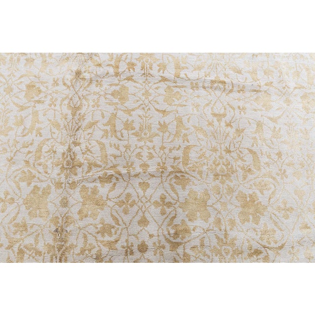 Modern Damask -Vine Soft Beige With Gray Silk Rug "Ornata" by Doris Leslie Blau For Sale In New York - Image 6 of 7