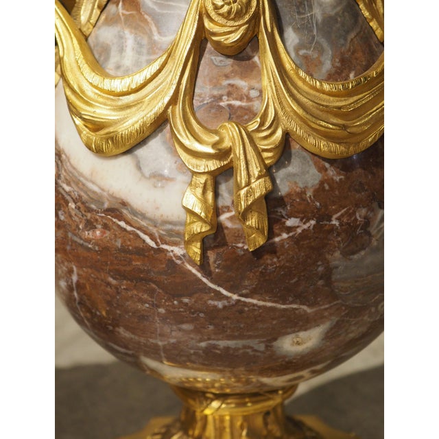 Pair of Circa 1885 Louis XVI Style French Gilt Bronze Mounted Marble Cassolettes For Sale - Image 12 of 18