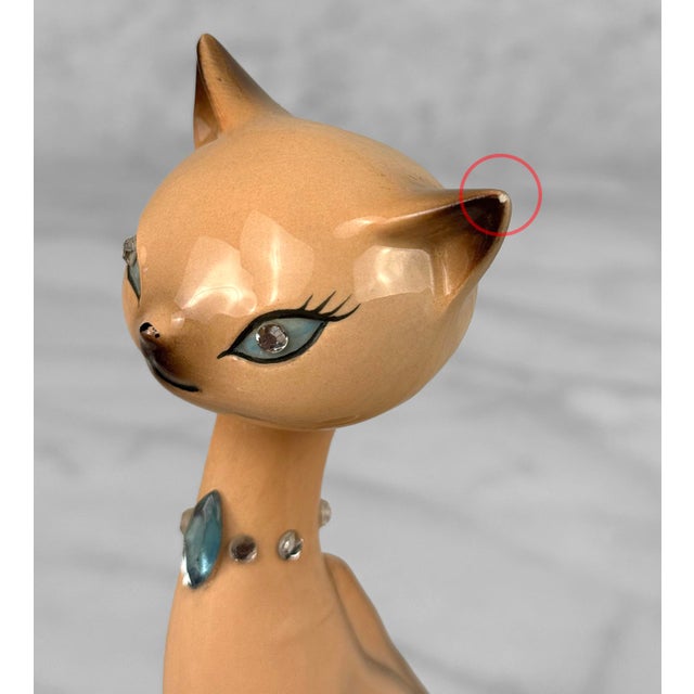 Mid-Century Atomic Siamese Cat Porcelain Vanity Lipstick Holder For Sale - Image 9 of 12