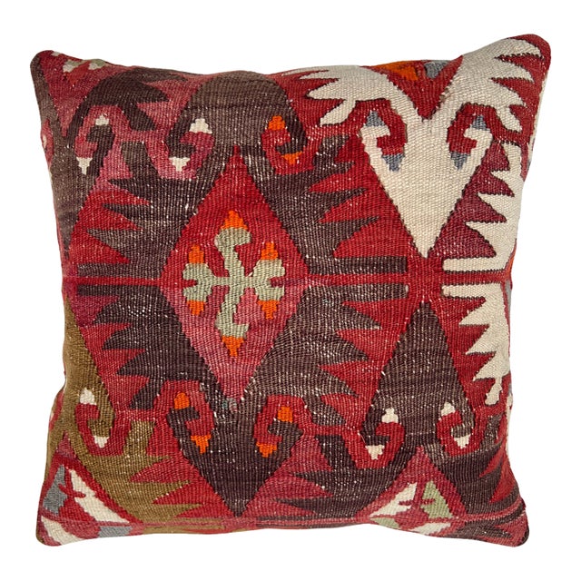 Vintage Turkish Rug Pillow For Sale
