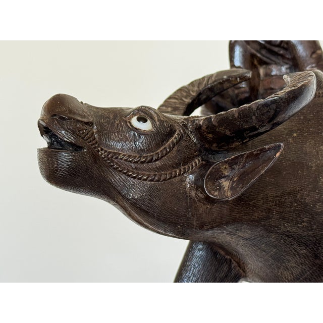 Late 19th Century 19th Century Chinese Hardwood Carving of Boy on Water Buffalo For Sale - Image 5 of 14