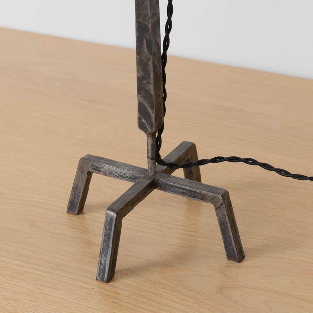 1930s French Tall Iron Brutalist Table Lamp For Sale - Image 11 of 13