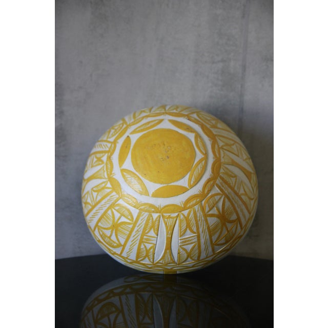 Vintage Hand-Crafted African Tribal Geometric Calabash Gourd Bowl #1 For Sale - Image 4 of 8