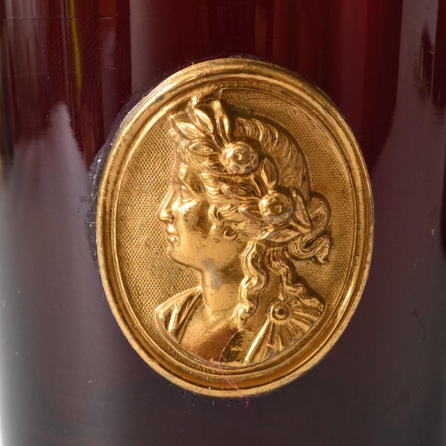 Mid-Century Ruby Red Gold Medallion Tumblers, Set of 4 For Sale - Image 6 of 11