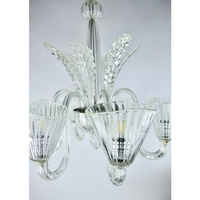Art Deco 1940s Italian Venetian Murano Glass Chandelier For Sale - Image 3 of 9