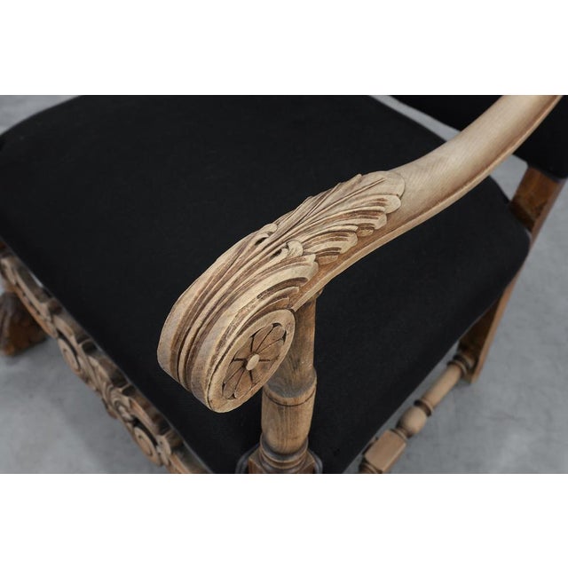 Antique Louis XIII Chair in Black Linen, France, 1800s For Sale - Image 13 of 15