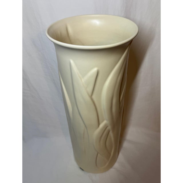 Haeger 20” Tall Column Vase Relief Foliage Leaves For Sale In Phoenix - Image 6 of 10