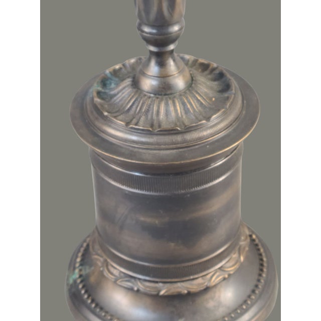 Antique Ornate Bronze Candle Stick Candle Holder For Sale - Image 6 of 12