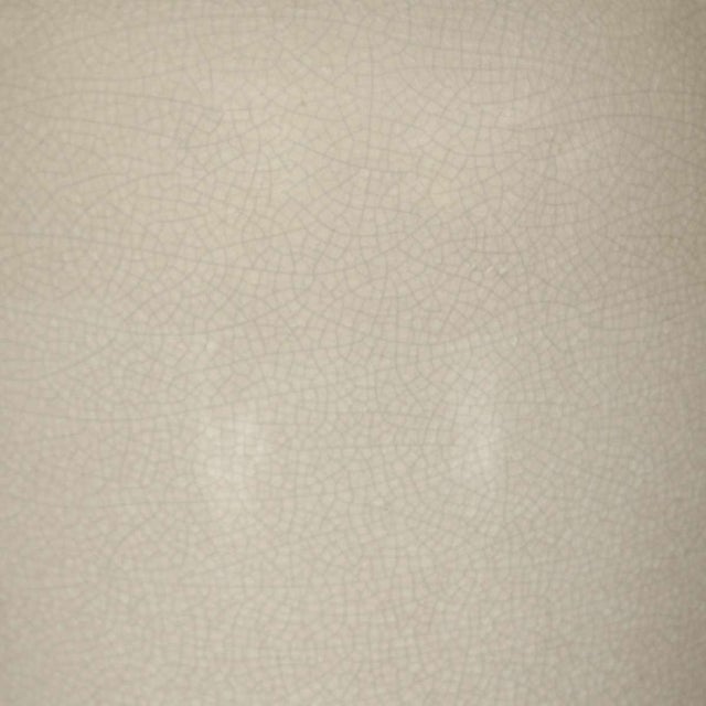 A Pair of White Ceramic Crackle Lamps With Linen Shades For Sale - Image 4 of 4