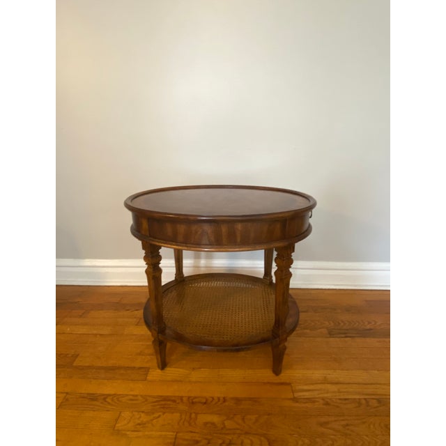 Wood 1970s Drexel Heritage Walnut Italian Provincial Oval Side Table For Sale - Image 7 of 13