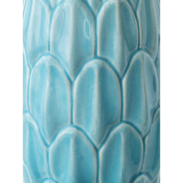 Tall Vintage Casa Pupo Turquoise Botanical Ceramic Table Lamp, 1960s For Sale - Image 14 of 18