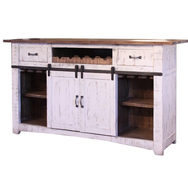Rustic Greenview Bar Counter - Distressed White - 76" For Sale - Image 3 of 5